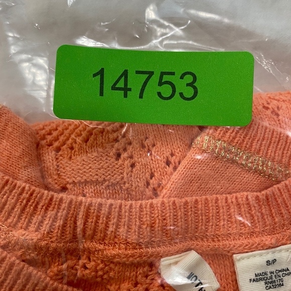Anthropologie MOTH Women's‎ Peach Open Crochet Long Sleeve Lightweight Sweater S - Picture 11 of 11